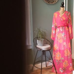 Sz LG Gorgeous Pink floral dress